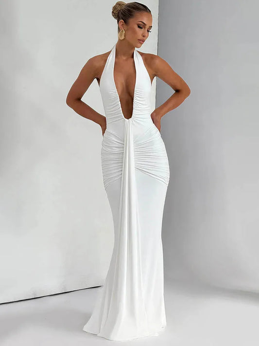 Victoria - Deep neckline figure hugging dress