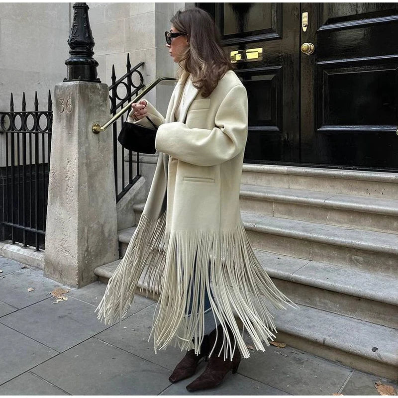 Noemi - Wool blend tassled coat