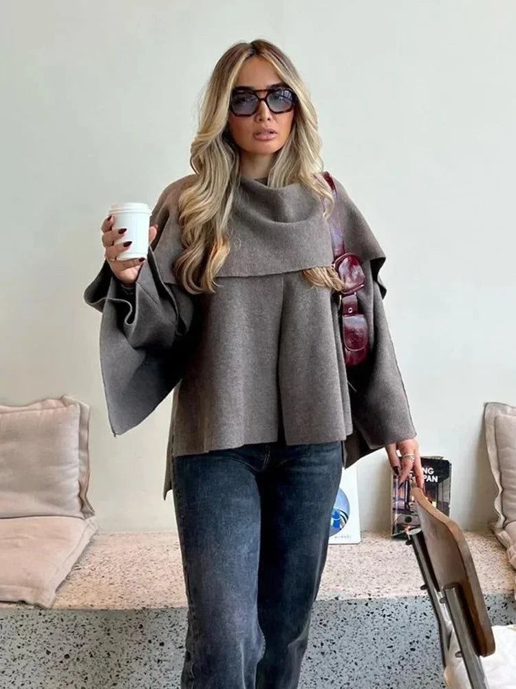 Rosa - Knitted cardigan top with scarf