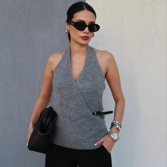 Romy - Fine knitted halter neck top