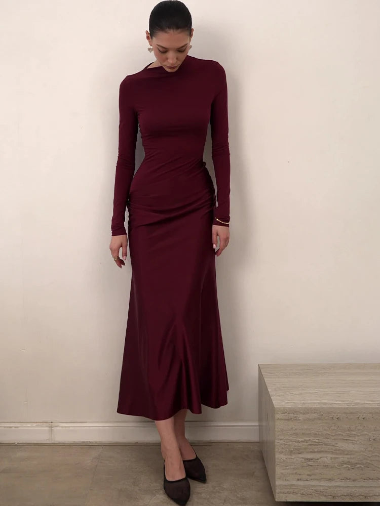 Nalani - Satin silk a-line dress