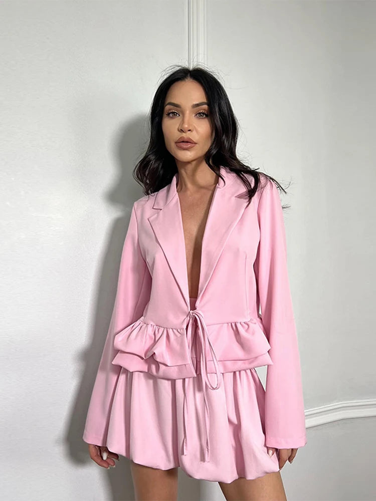 Samina - Ruffled hem blazer jacket