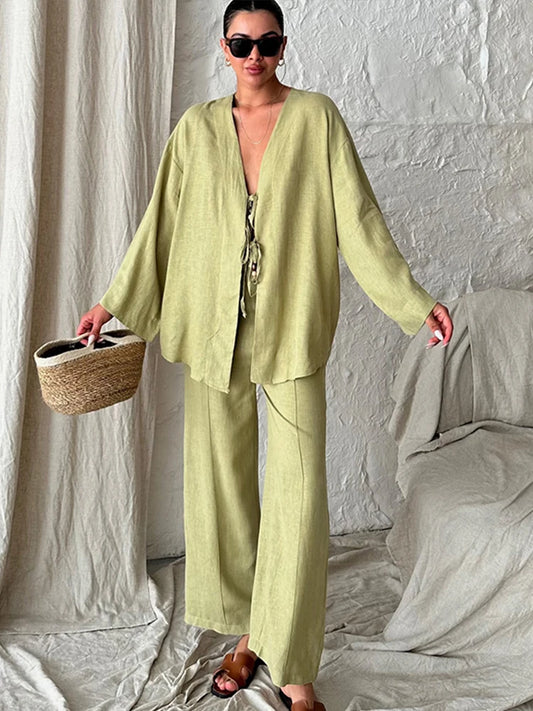 Lisa - Cotton linen blend two piece set