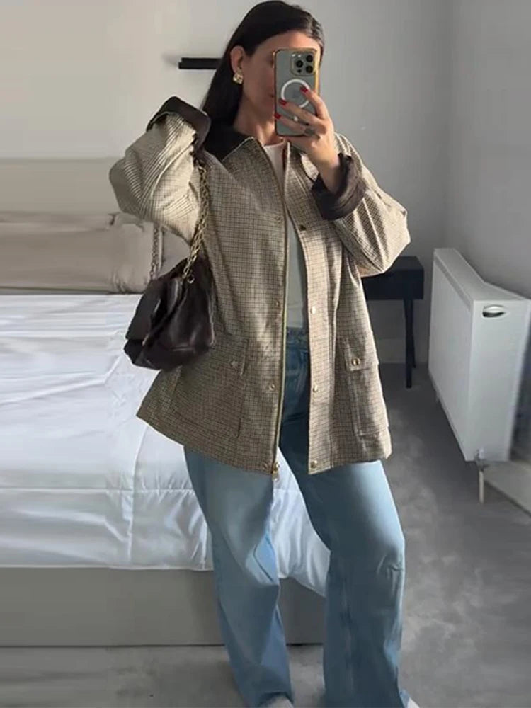 Nellie - Plaid zipper jacket