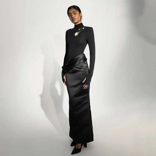 Neria - Bodycon dress with satin