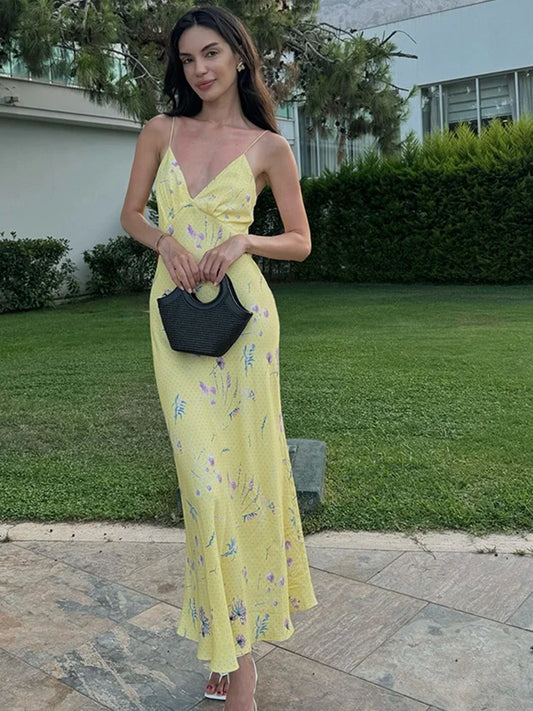 Emily - Satin silk floral dress