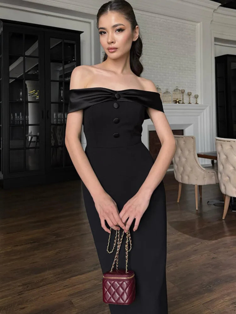 Simona - Off shoulder structured dress