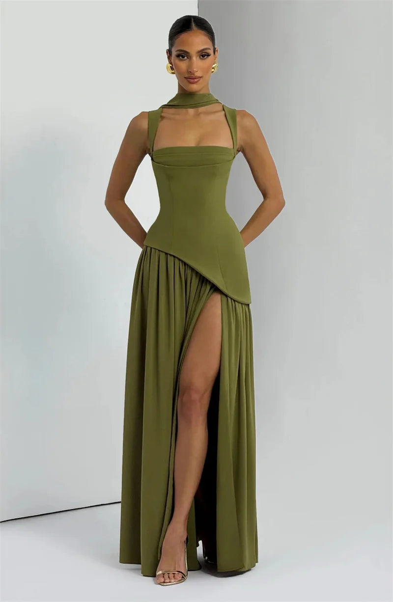 Suri - Square neck dress with slit