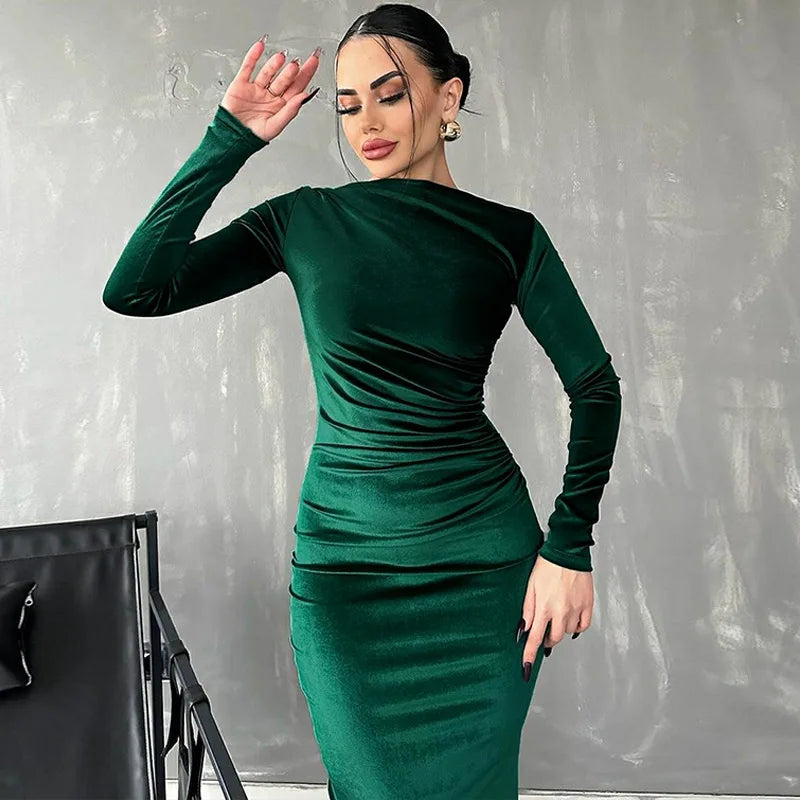 Luna - Velvet figure hugging dress