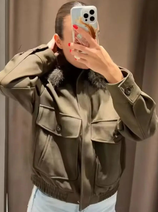 Elodie - Faux fur lapel coat