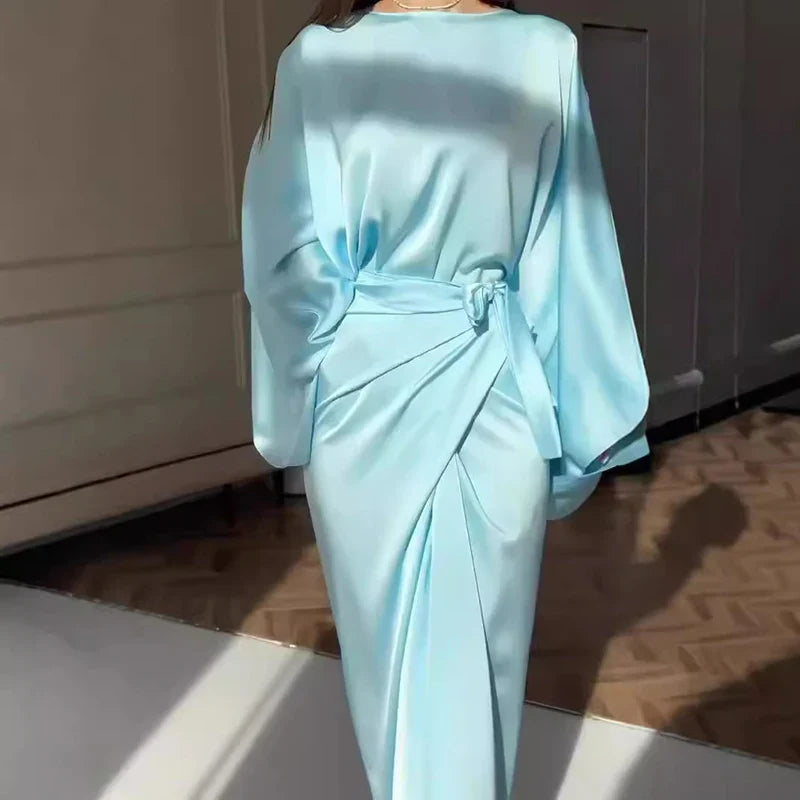 Jennifer - Flattering satin silk wrap dress sundayaffairs Jennifer - Flattering satin silk wrap dress sundayaffairs