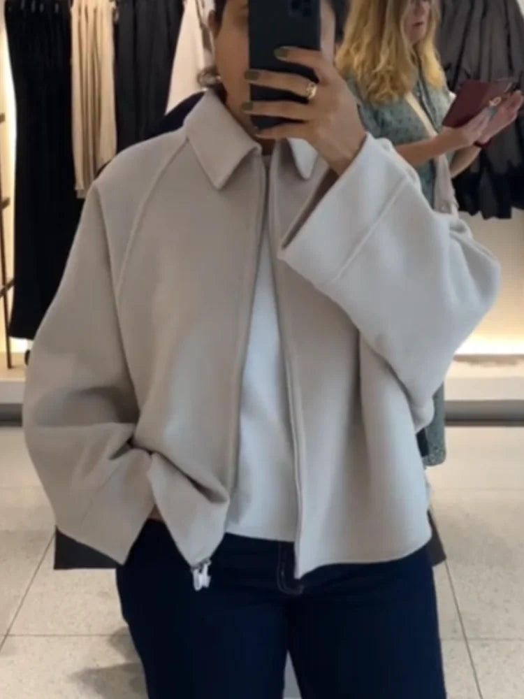 Freja - Wool blend zipper jacket