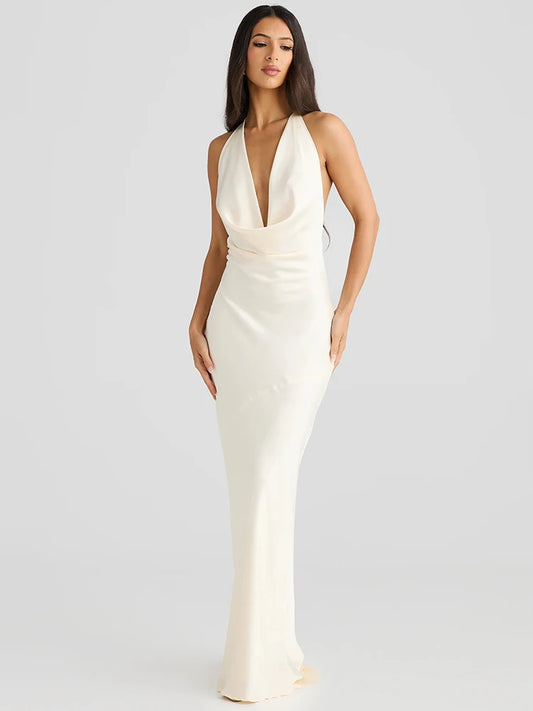Oriana - Long dress with plunging neckline