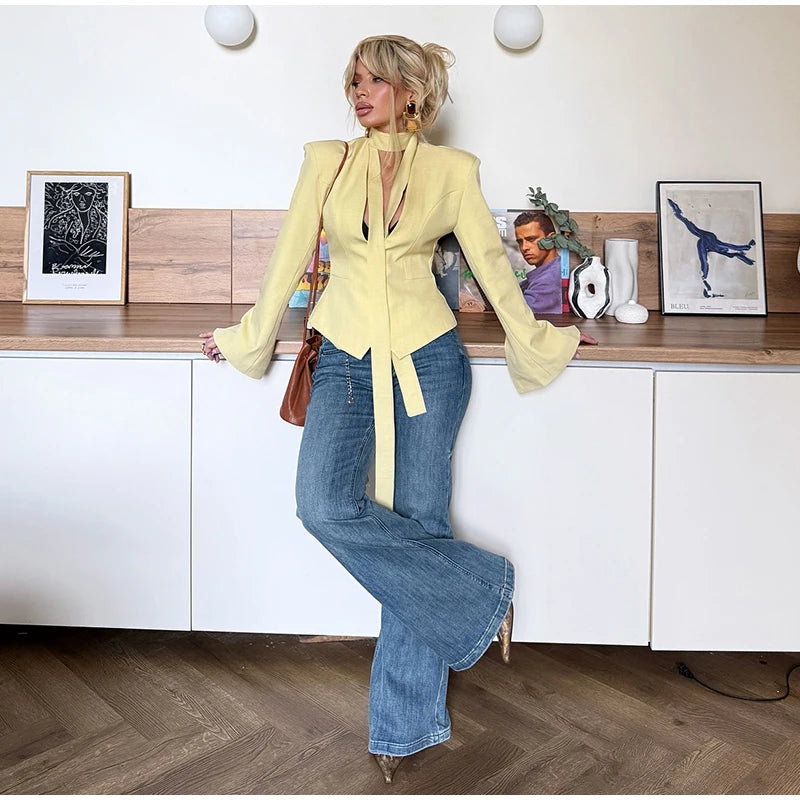 Anna - Blazer style jacket with scarf