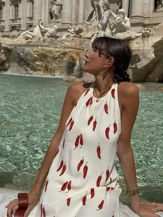 Peppa - Halter mini dress with pepper print