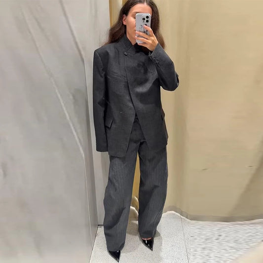 Colette - Single button blazer and pin striped trousers