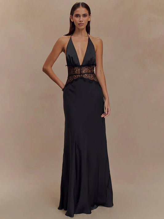 Eve - Halterneck dress with lace detail
