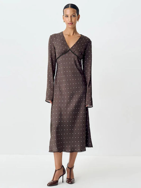 Lainey - Satin silk polkadot dress