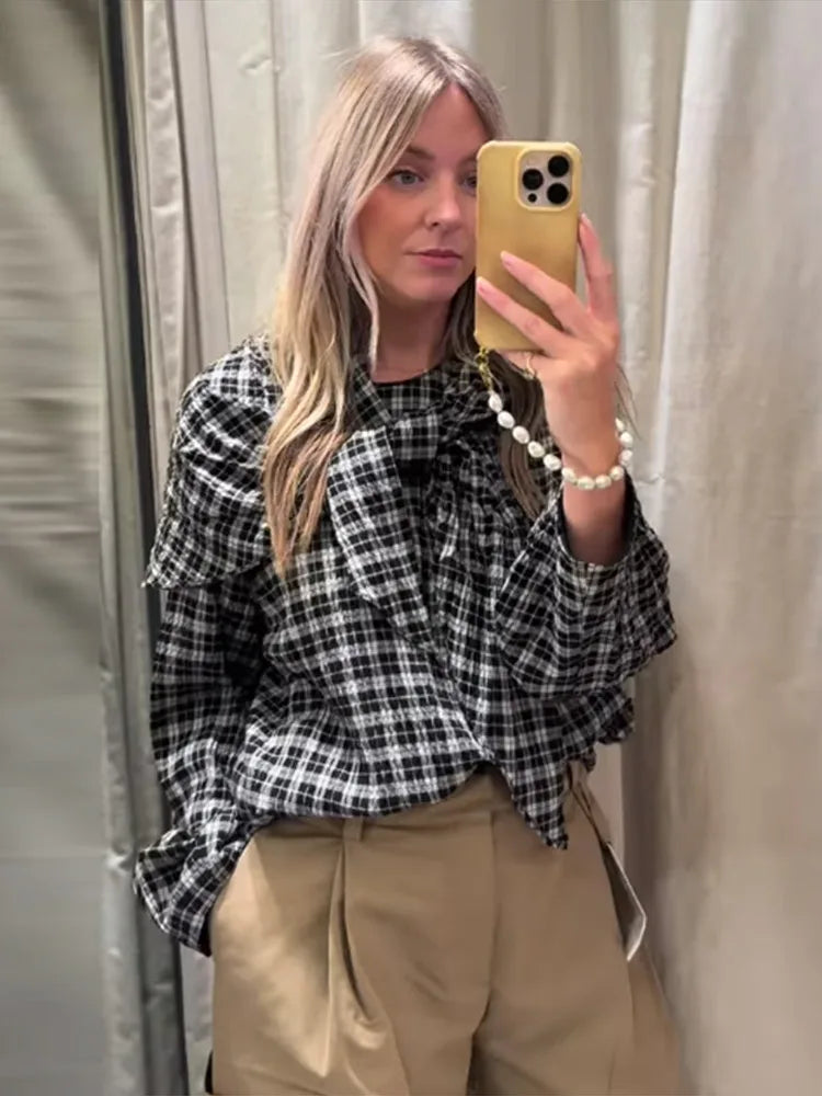 Rhea - Two-way wear plaid shirt