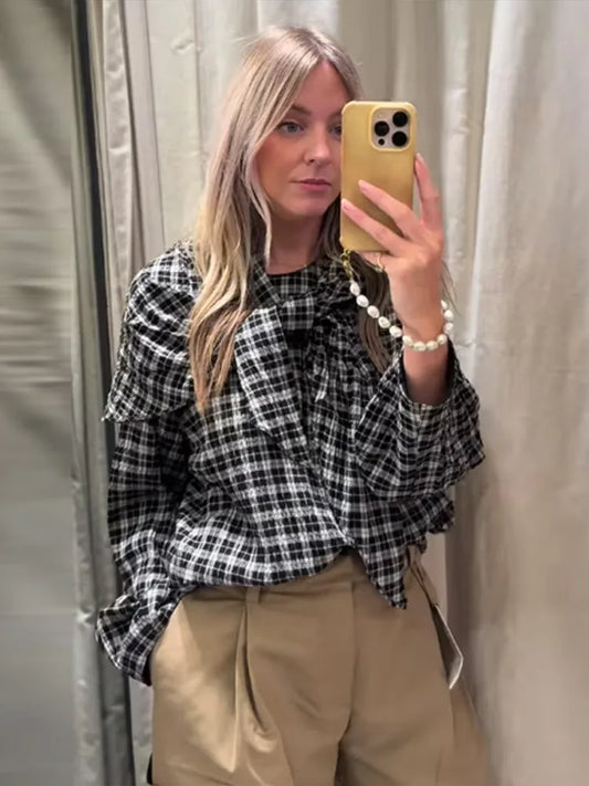Rhea - Two-way wear plaid shirt