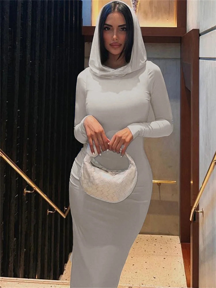 Isla - Figure hugging dress with hood