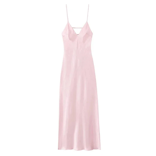 Naomi - Satin silk open back dress