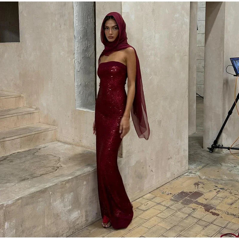 Azura - Strapless sequin dress