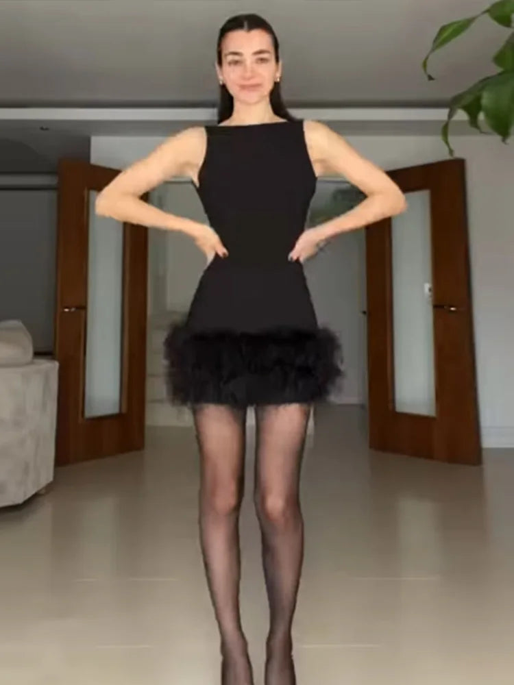 Zinnia - Mini dress with feathers