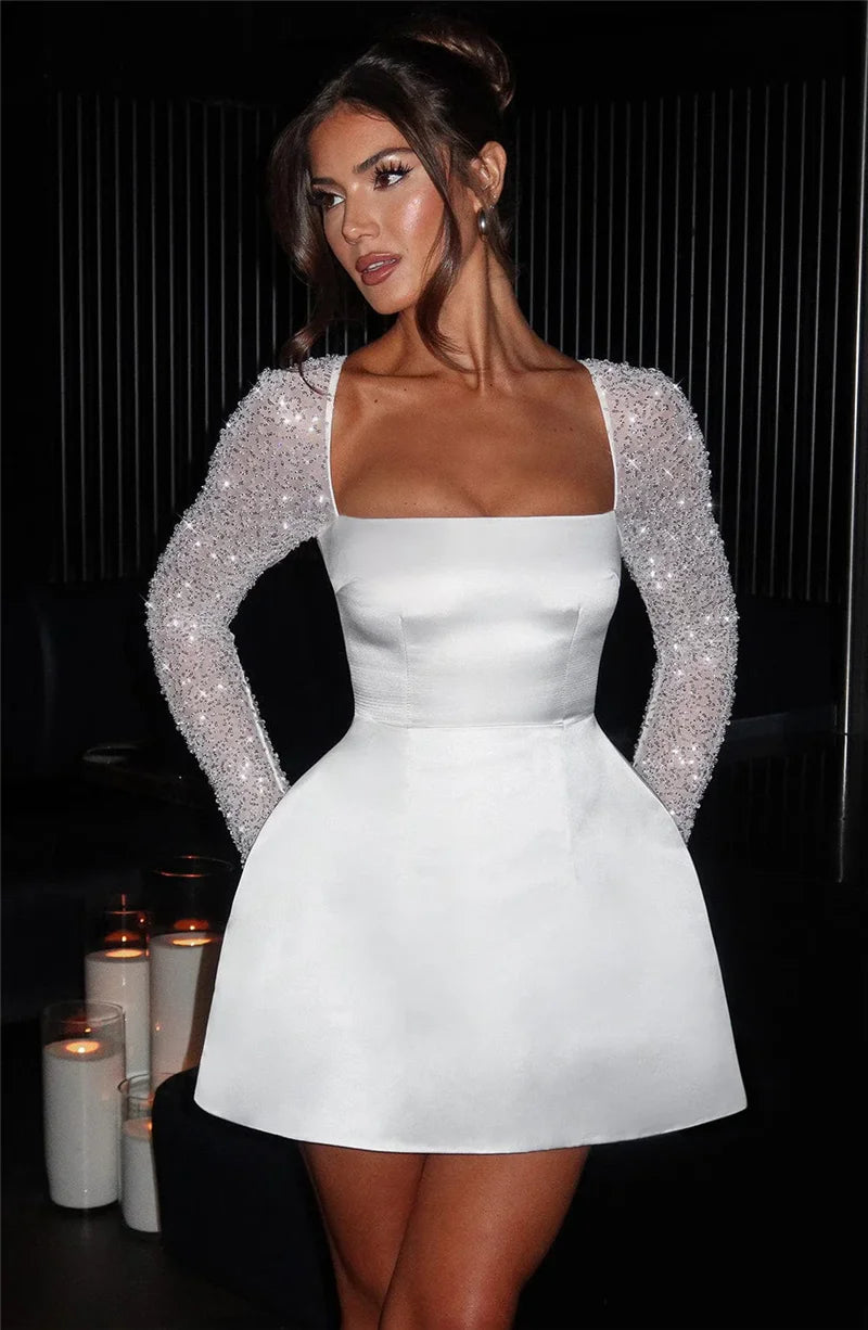 Delaney - Mini dress with beaded sleeves