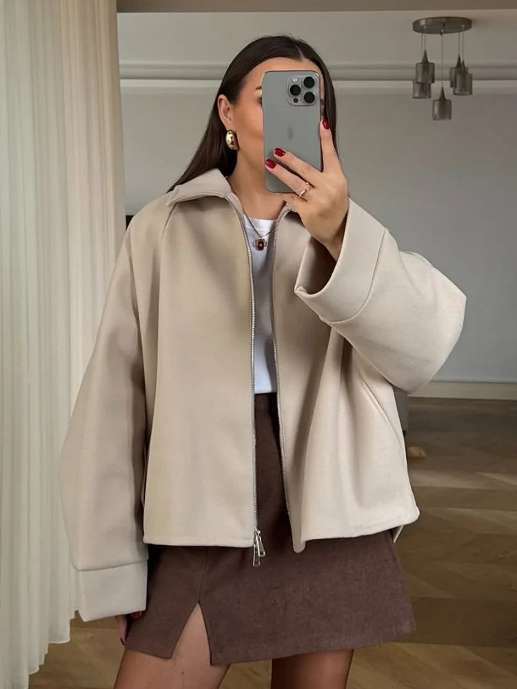 Freja - Wool blend zipper jacket