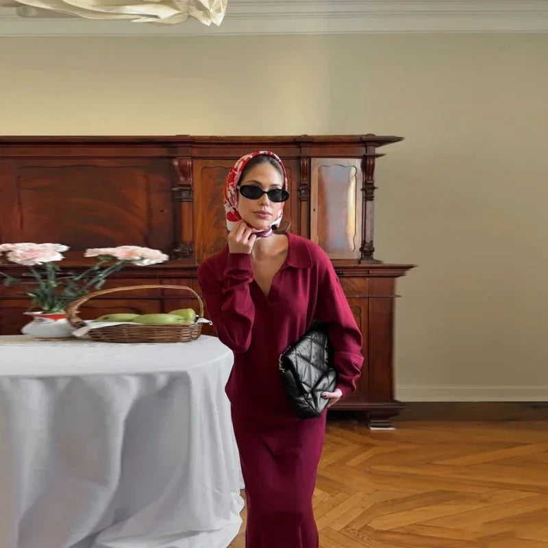 Lorena - Knitted polo neck dress