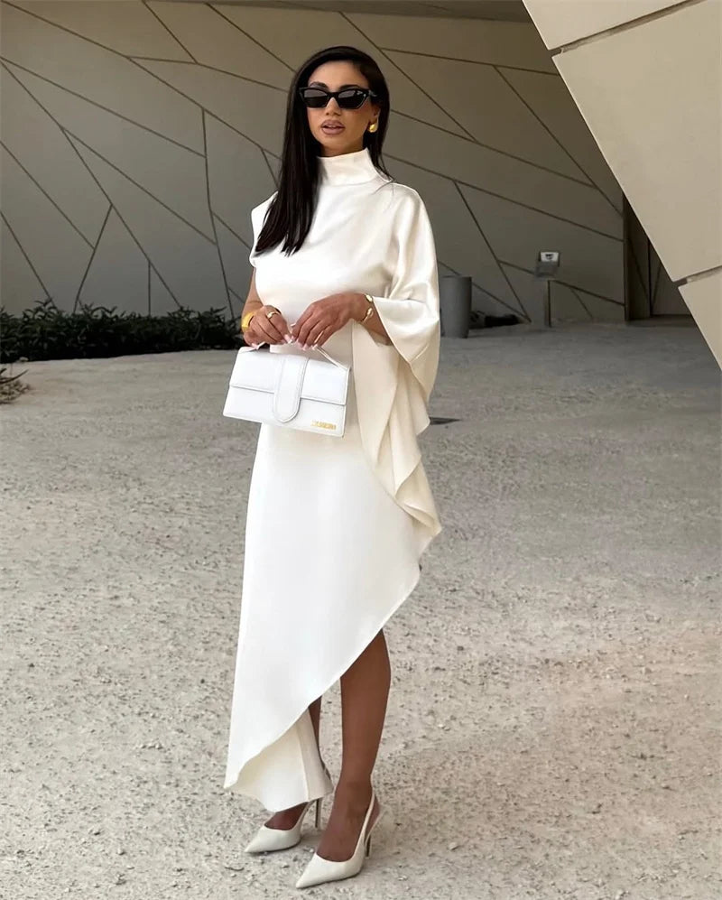 Bella - One sleeve high neck dress