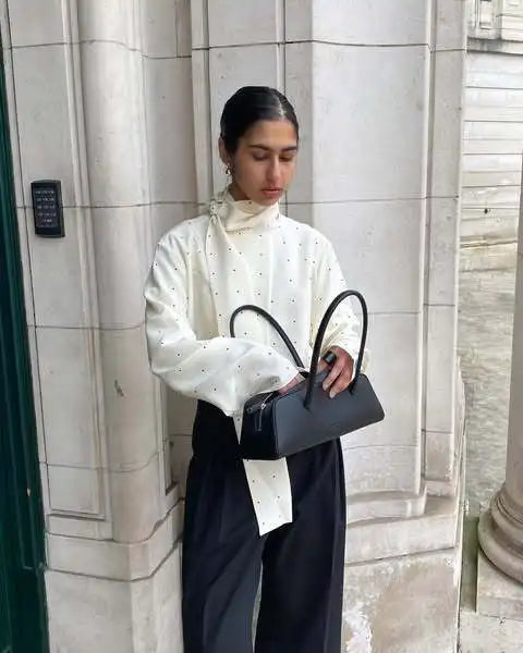 Mina - Satin silk pokadot top