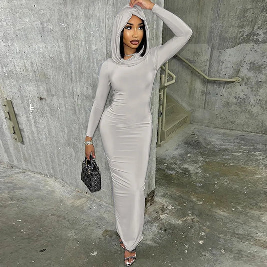 Isla - Figure hugging dress with hood