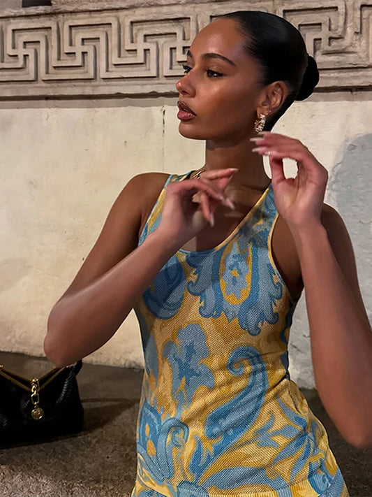 Amanda - Tasseled dress with print