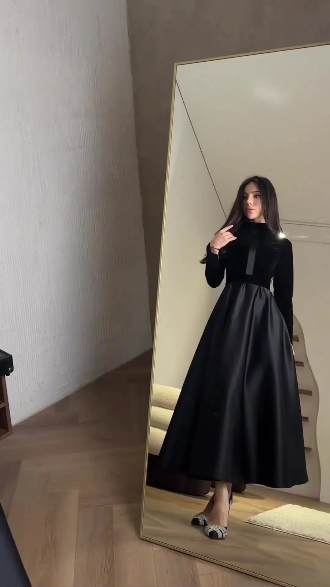 Celine - A-line velvet satin dress