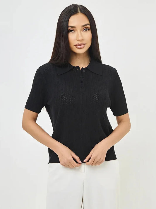 Colleen - Fine knitted polo top