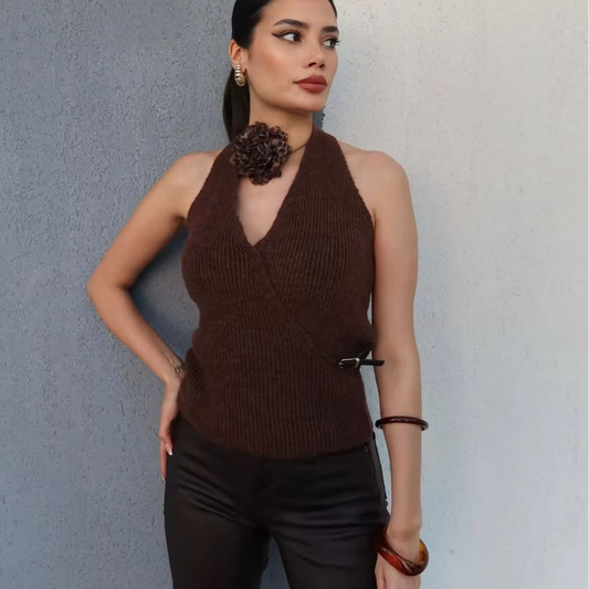 Romy - Fine knitted halter neck top