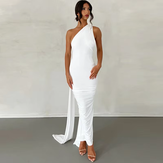 Coralie - Elegant one shoulder long dress