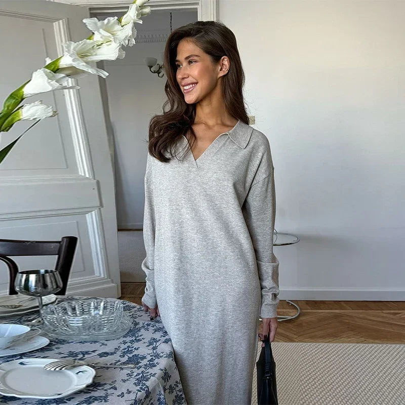 Lorena - Knitted polo neck dress