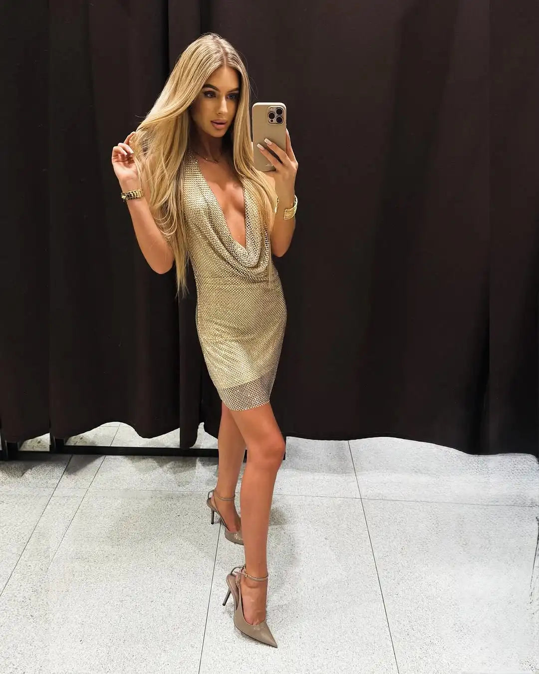 Nore - Sparkling halterneck mini dress