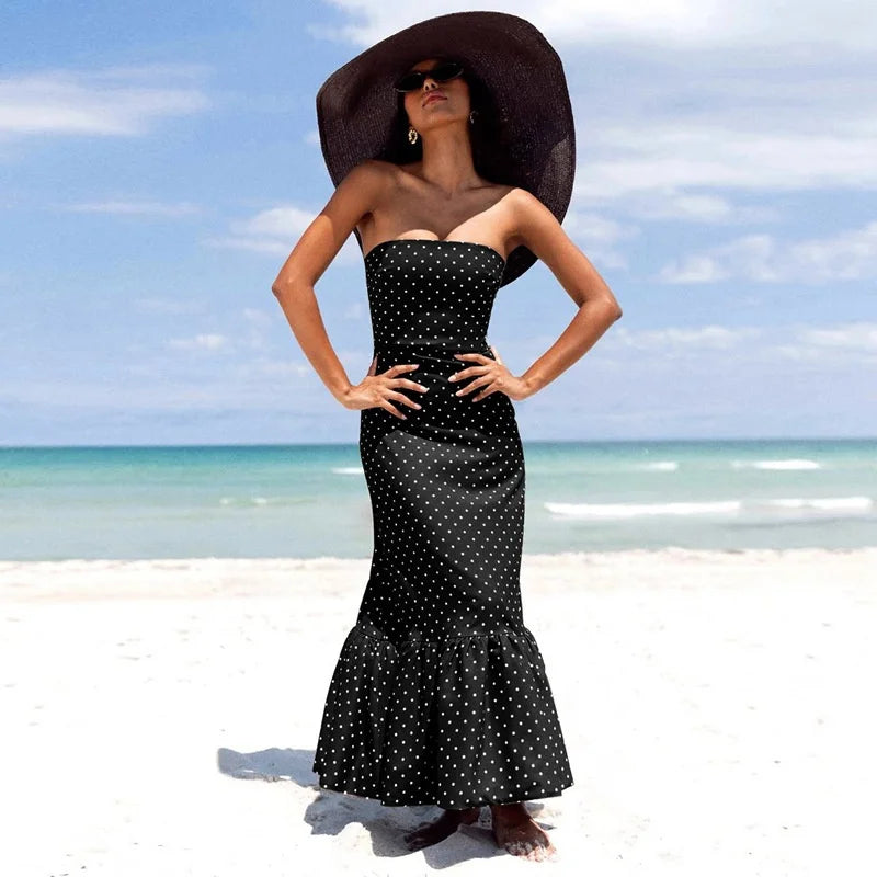 Jasmin - Strapless polkadot dress
