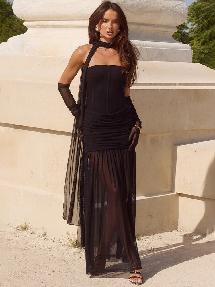 Amantea - Strapless dress with flowing skirt
