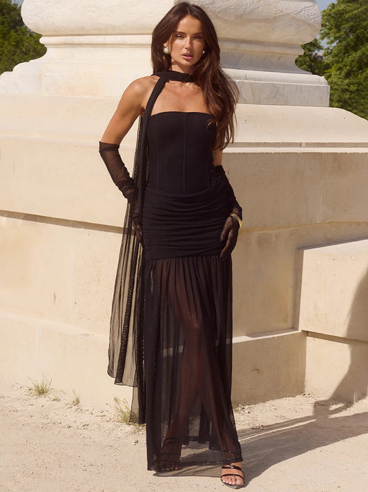Amantea - Strapless dress with flowing skirt