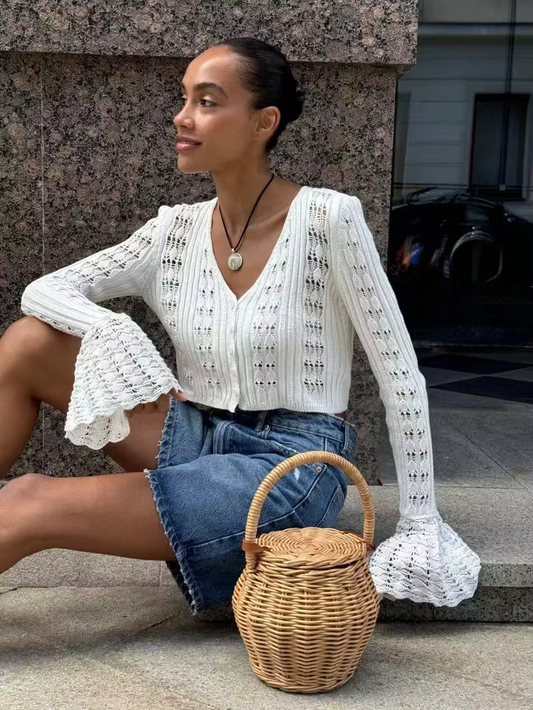 Marie - Fine knitted cropped cardigan