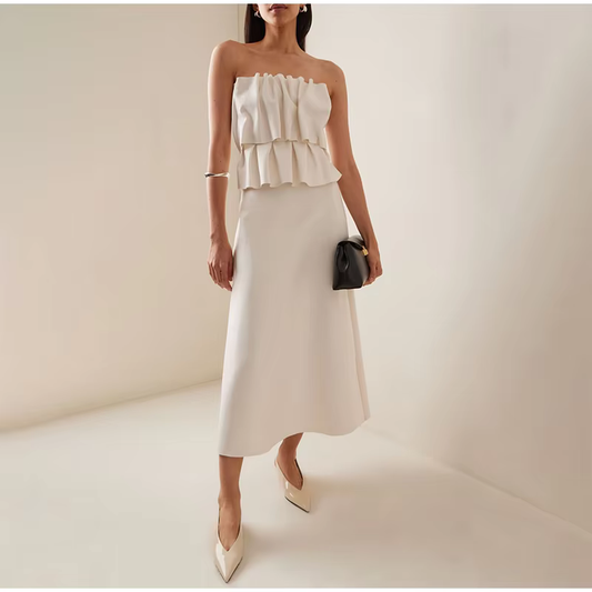 Gerry - Strapless dress with pleating