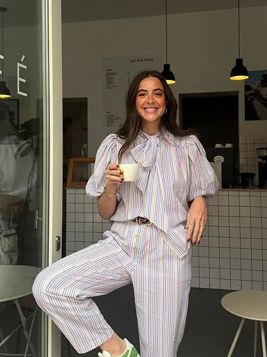 Isa - Cotton blouse and trouser set