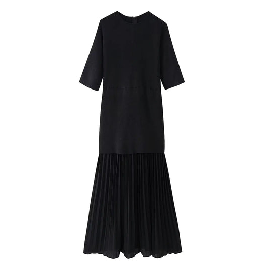 Paola - Pleated short sleeved dress
