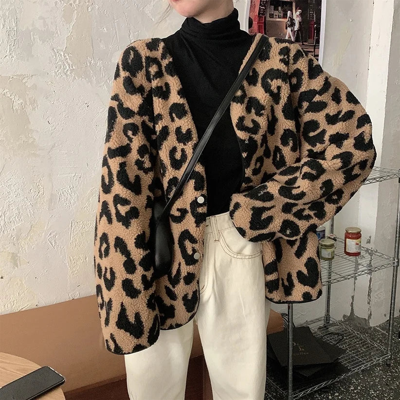 Nina - Leopard print fleece jacket