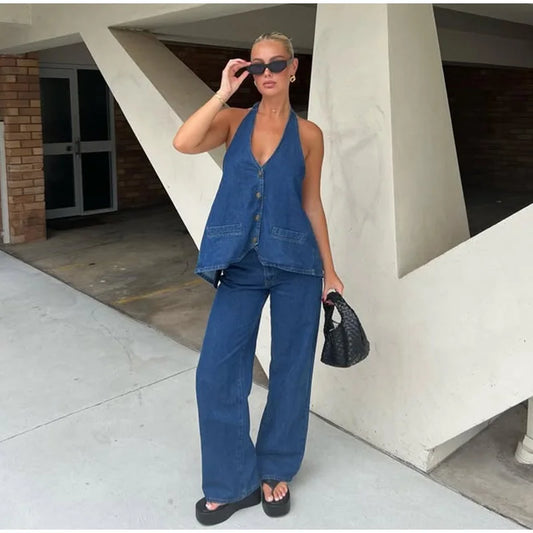 Willow - Elegant denim two piece set